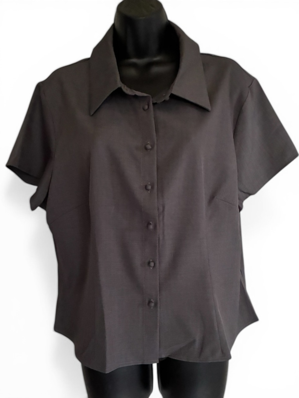 Cider Women's Short-Sleeve Button Front Top - Charcoal - Size 1XL